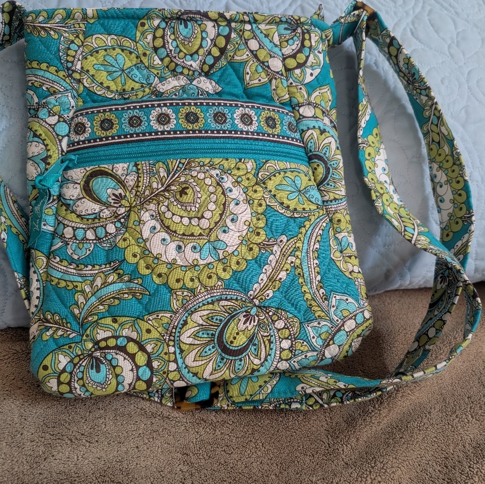 Floral Patterned Crossbody Bag - Green and Blue